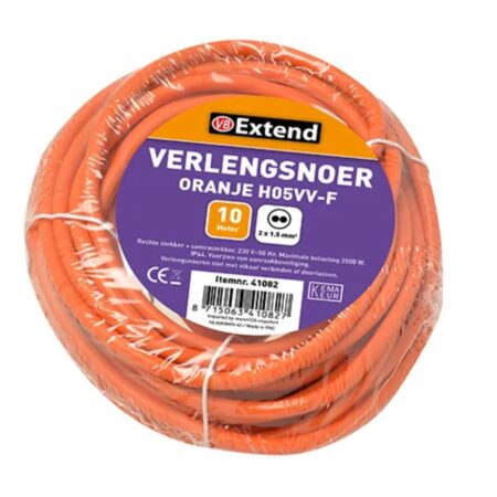 Verlengsnoer 10m ongeaard oranje | Merkloos