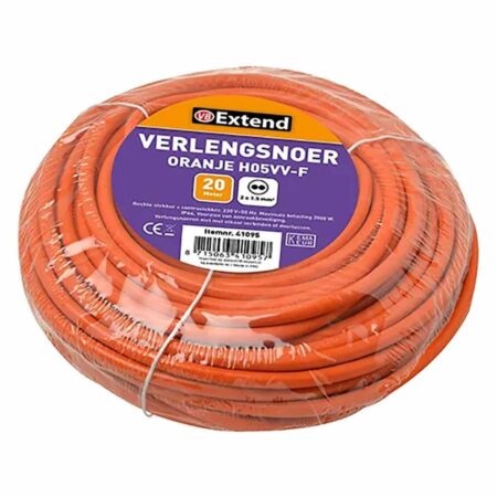 Verlengsnoer 20m ongeaard oranje | Merkloos