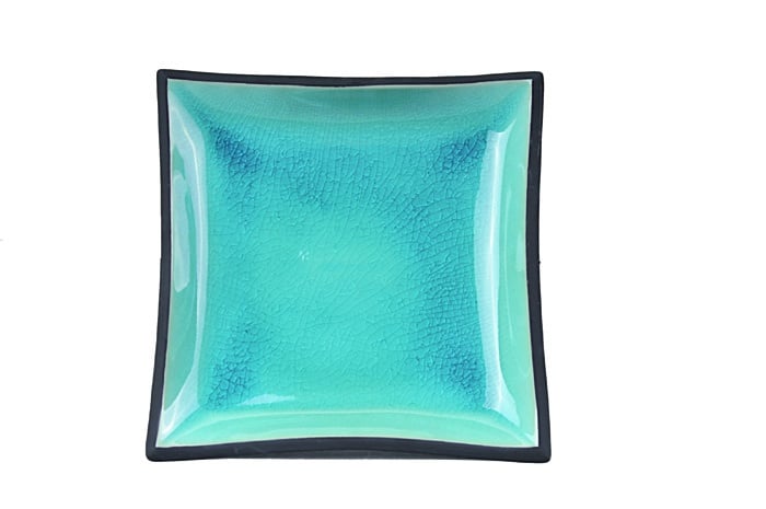 Vierkant Bord - Glassy Turquoise - 22 x 22cm | Tokyo Design Studio
