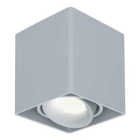 Vierkante LED Opbouwspot Esto - Kantelbaar - Dimbaar - 4000K neutraal wit - 4 Watt 345 Lumen - GU10 - Plafondspot - Voor binnen - Vervangbare afdekring - Grijs | HOFTRONIC