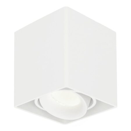 Vierkante LED Opbouwspot Esto - Kantelbaar - Dimbaar - 4000K neutraal wit - 4 Watt 345 Lumen - GU10 - Plafondspot - Voor binnen - Vervangbare afdekring - Wit | HOFTRONIC