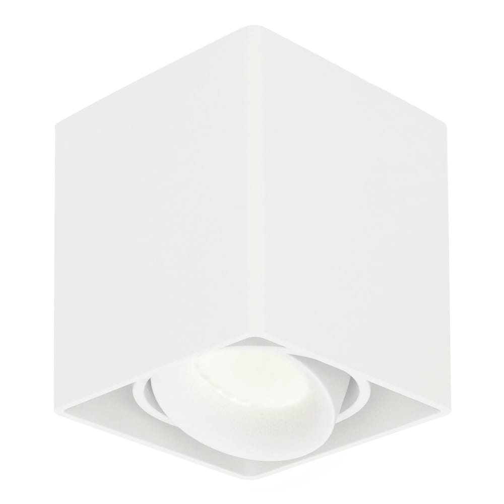 Vierkante LED Opbouwspot Esto - Kantelbaar - Dimbaar - 4000K neutraal wit - 4 Watt 345 Lumen - GU10 - Plafondspot - Voor binnen - Vervangbare afdekring - Wit | HOFTRONIC