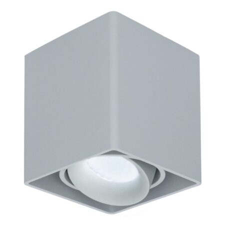 Vierkante LED Opbouwspot Esto - Kantelbaar - Dimbaar - 6500K daglicht wit - 4 Watt 345 Lumen- GU10 - Plafondspot - Voor binnen - Vervangbare afdekring - Grijs | HOFTRONIC
