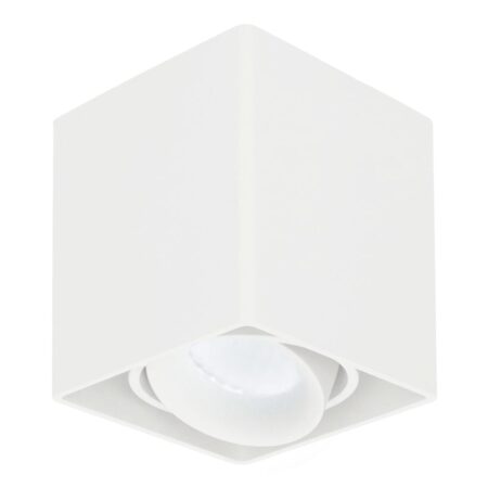 Vierkante LED Opbouwspot Esto - Kantelbaar - Dimbaar - 6500K daglicht wit - 4 Watt 345 Lumen - GU10 - Plafondspot - Voor binnen - Vervangbare afdekring - Wit | HOFTRONIC