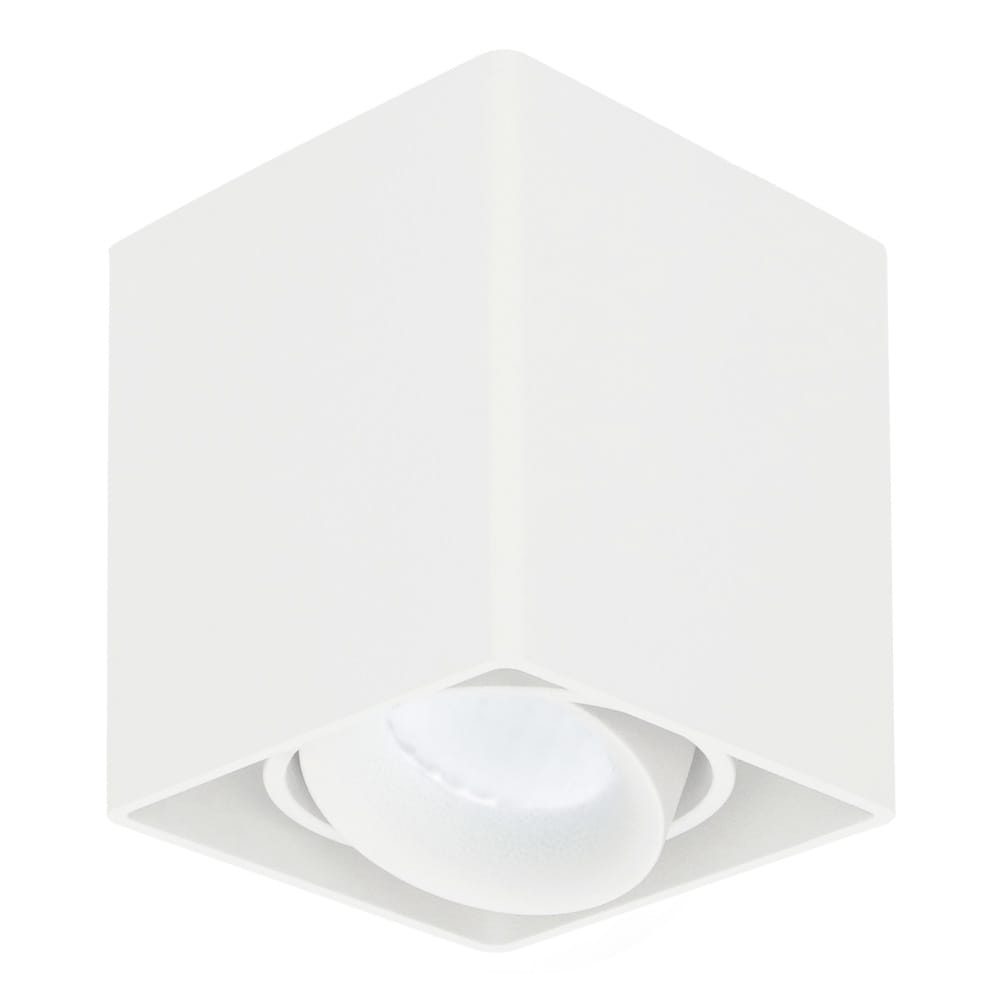 Vierkante LED Opbouwspot Esto - Kantelbaar - Dimbaar - 6500K daglicht wit - 4 Watt 345 Lumen - GU10 - Plafondspot - Voor binnen - Vervangbare afdekring - Wit | HOFTRONIC