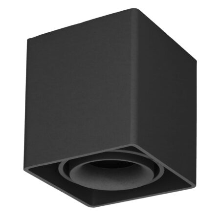 Vierkante LED Opbouwspot Esto - Kantelbaar - GU10 Fitting - Opbouwspot - Voor binnen - Vervangbare afdekring - Zwart | HOFTRONIC