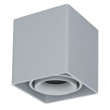 Vierkante LED Opbouwspot Esto - Kantelbaar - GU10 - Plafondspot - Binnen - Vervangbare afdekring - Grijs | HOFTRONIC