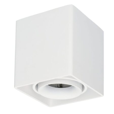 Vierkante LED Opbouwspot Esto - Kantelbaar - GU10 - Plafondspot - Voor binnen - Vervangbare afdekring - Wit | HOFTRONIC