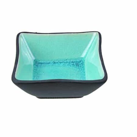 Vierkante Schaal - Glassy Turquoise - Zwart/Turquoise - 8.5 x 8.5 x 3cm | Tokyo Design Studio