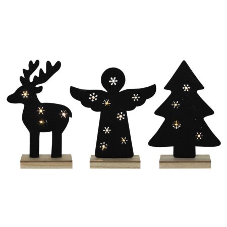 Vilt kerstfiguur op houten voet 8xLED | Svenska Living