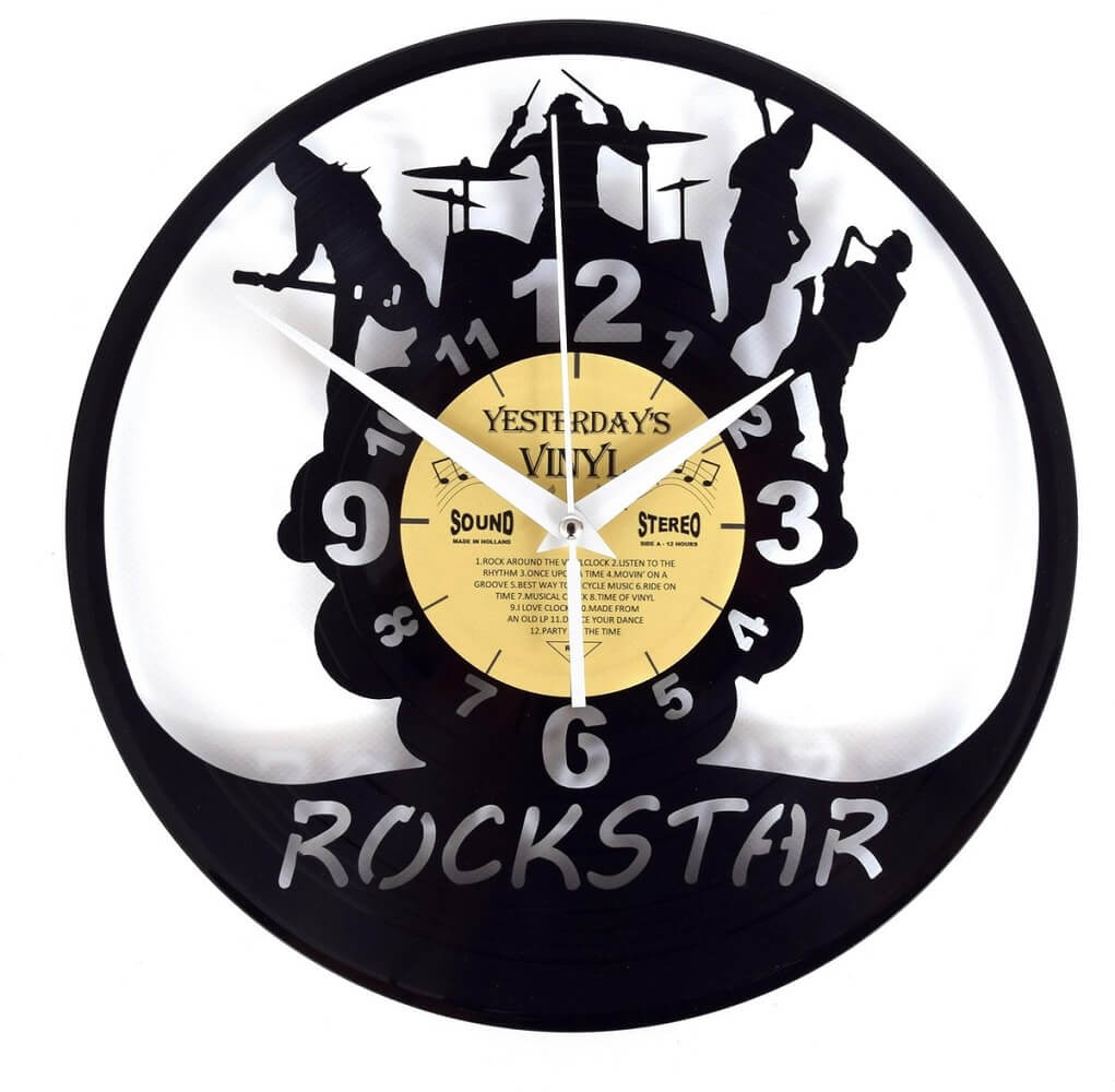 Vinyl clock Rock Star van echte LP gemaakt | Yesterdays Vinyl