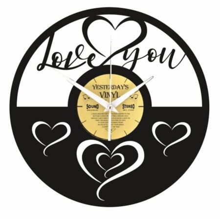 Vinyl wandklok Love You - Van echte LP - Geschenkverpakking | Yesterdays Vinyl