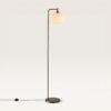 Virello - Staande lamp Messing 170 cm - Modern Industrieel design - Woonkamer lamp - E27 fitting - Witte glazen kap - Met voetschakelaar | LUSENZ