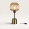 Virello - Tafellamp Amber glas 45 cm - Lampenstandaard goud Metaal - Vintage tafellamp - Dressoir lamp - E27 fitting - Met aan/uit-schakelaar | LUSENZ