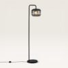Virello - Zwarte Staande lamp Metaal 150cm - Rookglas - Modern Industrieel design - Woonkamer lamp - E27 fitting - Met voetschakelaar | LUSENZ
