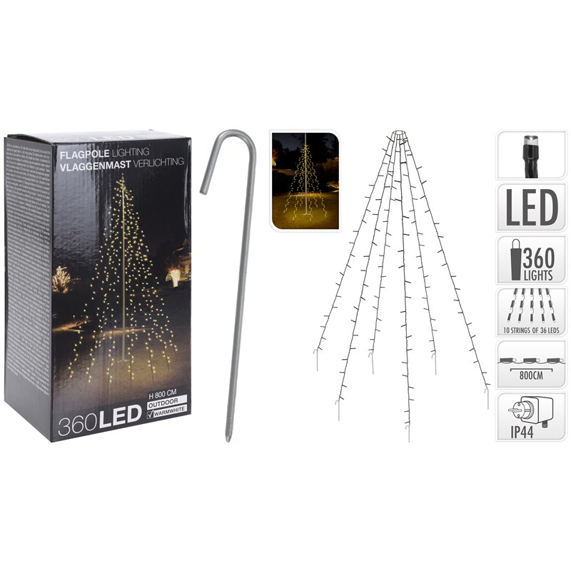 Vlaggenmast Verlichting everlands kunstkerstboomvorm 8m | Home & Styling