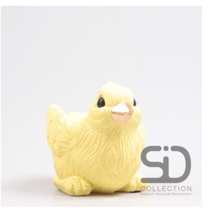 Vogel met bakje 12x8x7.5cm geel | Season Inspired Decoration
