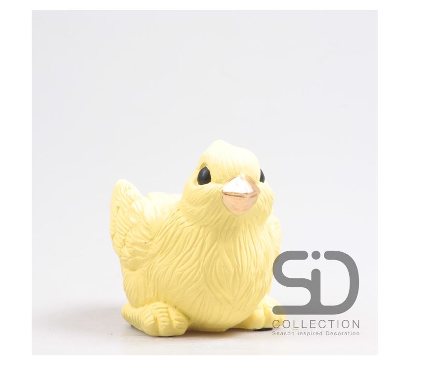 Vogel met bakje 12x8x7.5cm geel | Season Inspired Decoration