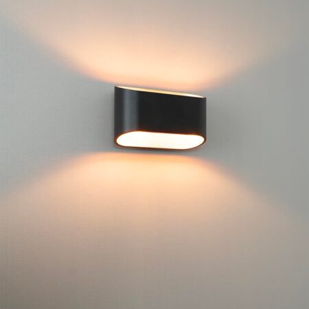 Volans nero oro by LUSENZ - Ovaalvormige wandlamp met up and downlight
