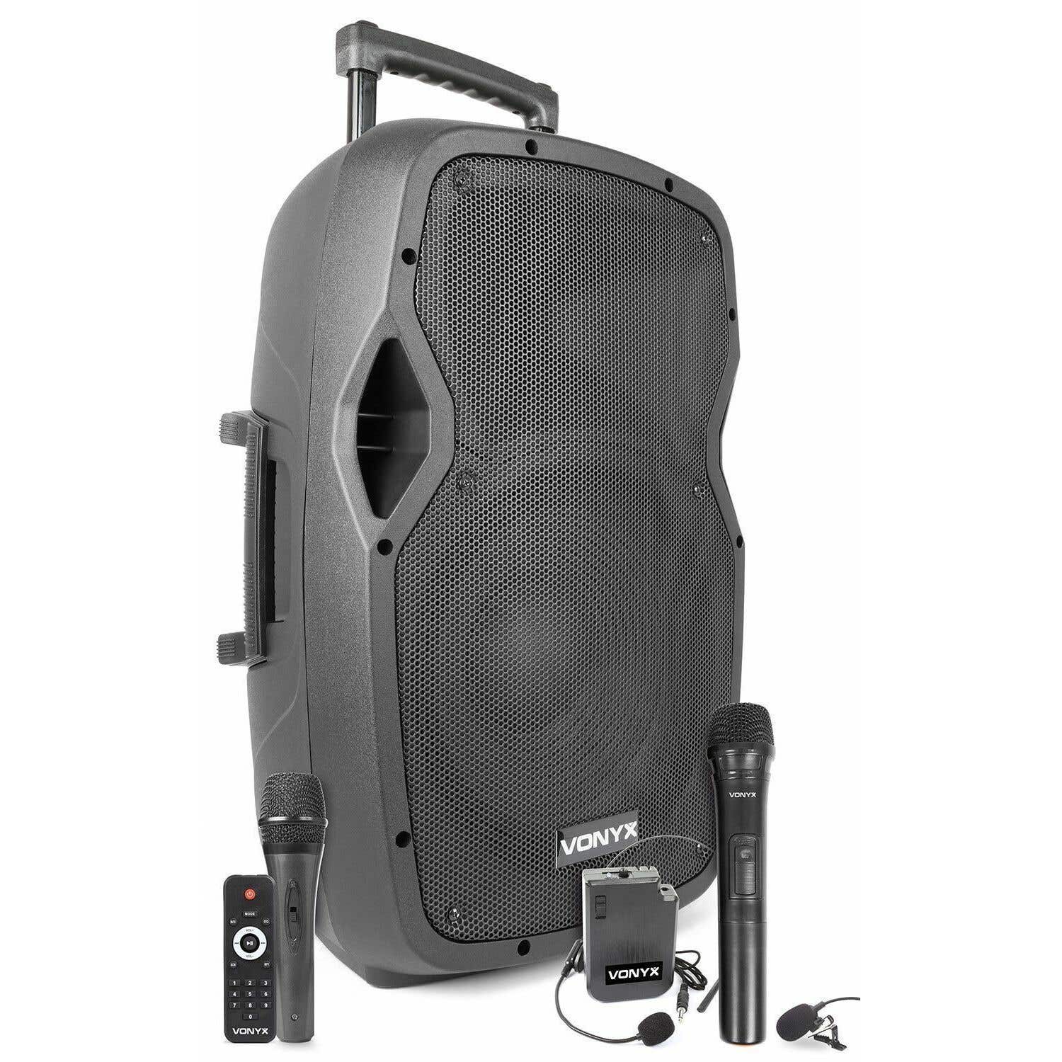 Vonyx AP1200PA Mobiele bluetooth luidspreker met 3 microfoons | Vonyx