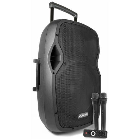 Vonyx AP1500PA Mobiele 15" speaker op accu 800W met microfoons