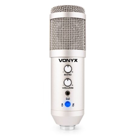 Vonyx CMS320S studio USB microfoon met echo en arm - Titanium | Vonyx