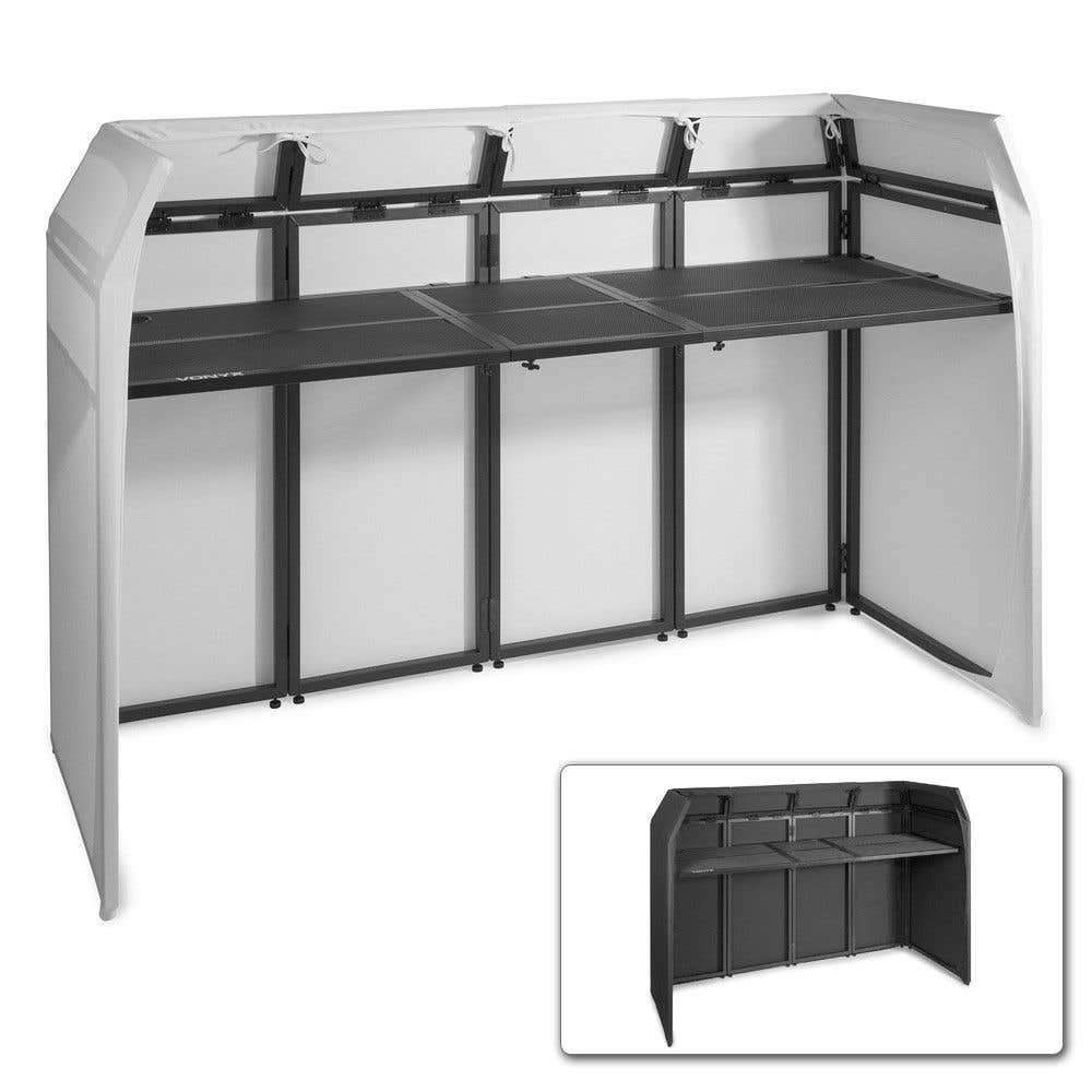 Vonyx DB5 DJ Booth XL met zwarte en witte Lycra doeken | Vonyx