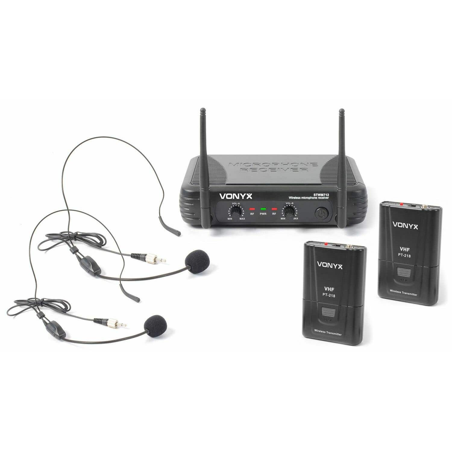 Vonyx Headset draadloos microfoonsysteem 2-kanaals VHF STWM712H | Vonyx