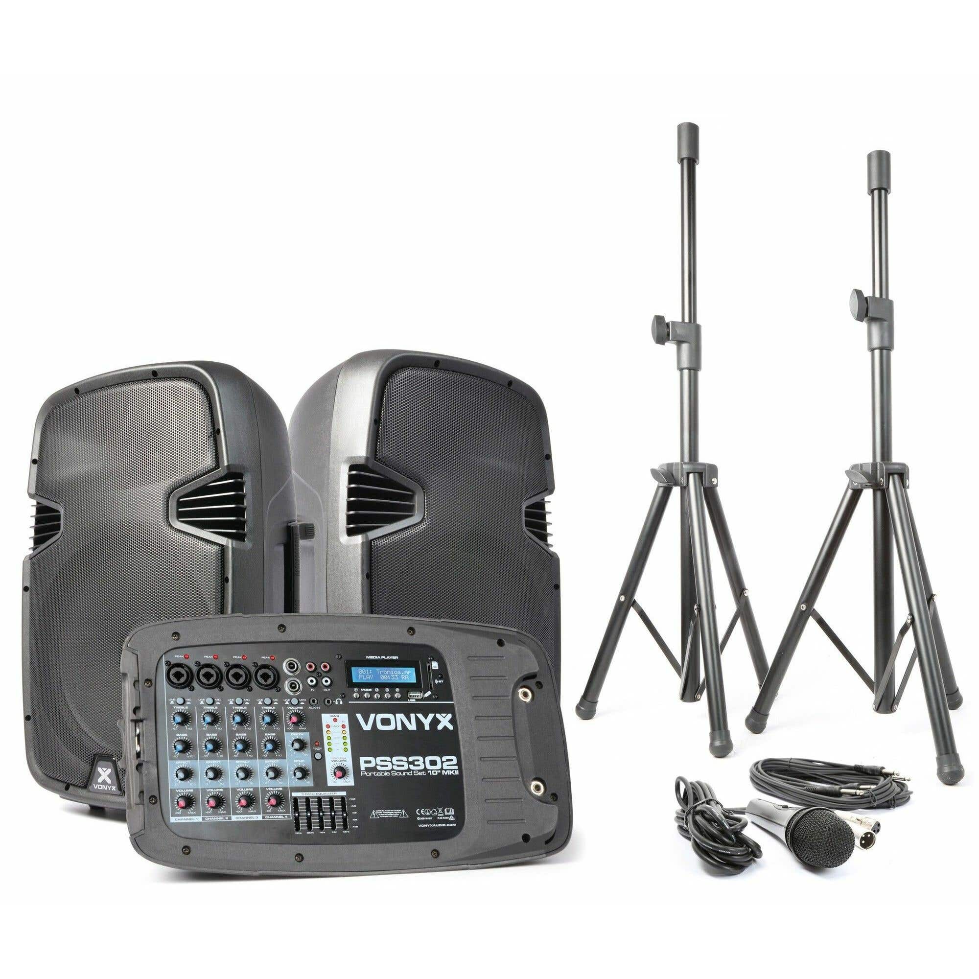 Vonyx PSS302 Speakerset - PA systeem met 2 speakers en standaards - | Vonyx