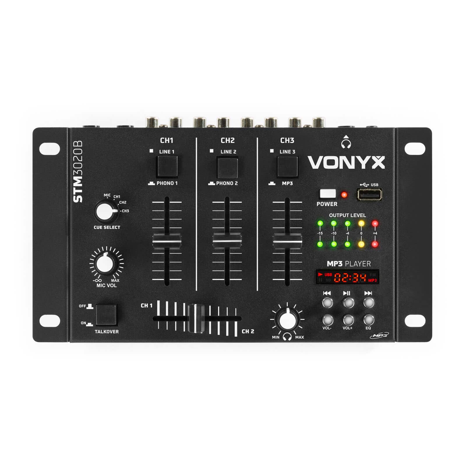 Vonyx STM-3020 4-Kanaals mengpaneel met USB MP3 - Zwart | Vonyx