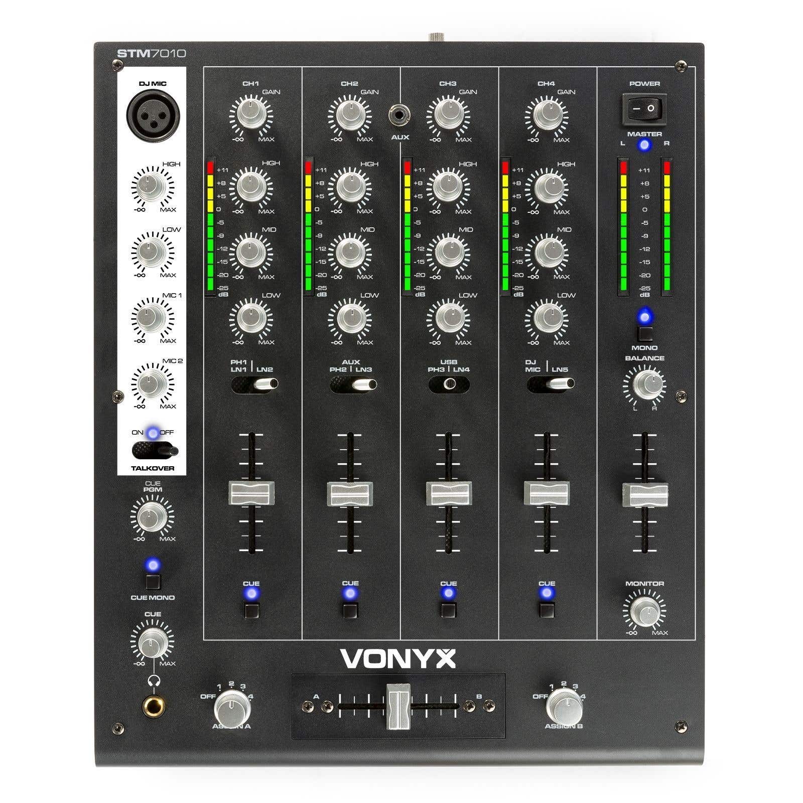 Vonyx STM-7010 Mixer 4-Kanaals DJ Mixer met USB | Vonyx