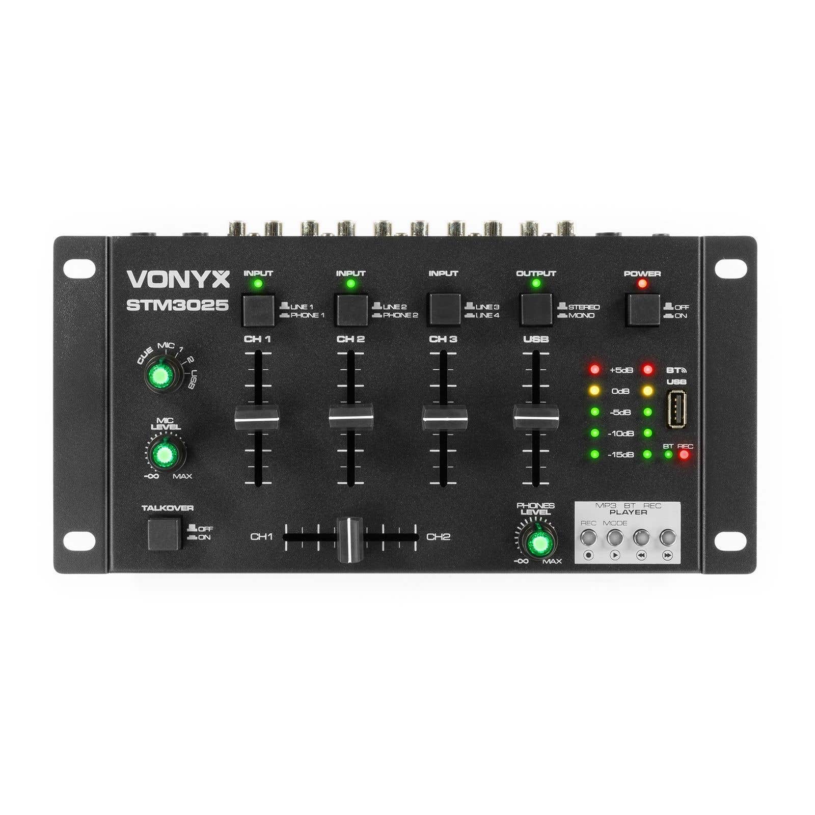Vonyx STM3025B mixer 4-kanaals met Bluetooth en USB mp3 speler | Vonyx