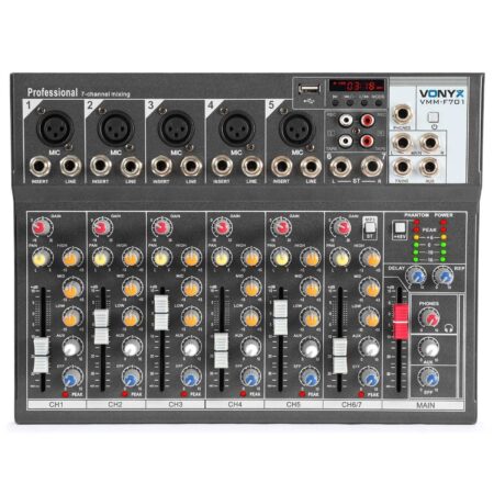 Vonyx VMM-F701 7 kanaals muziekmixer met effect en USB speler | Vonyx