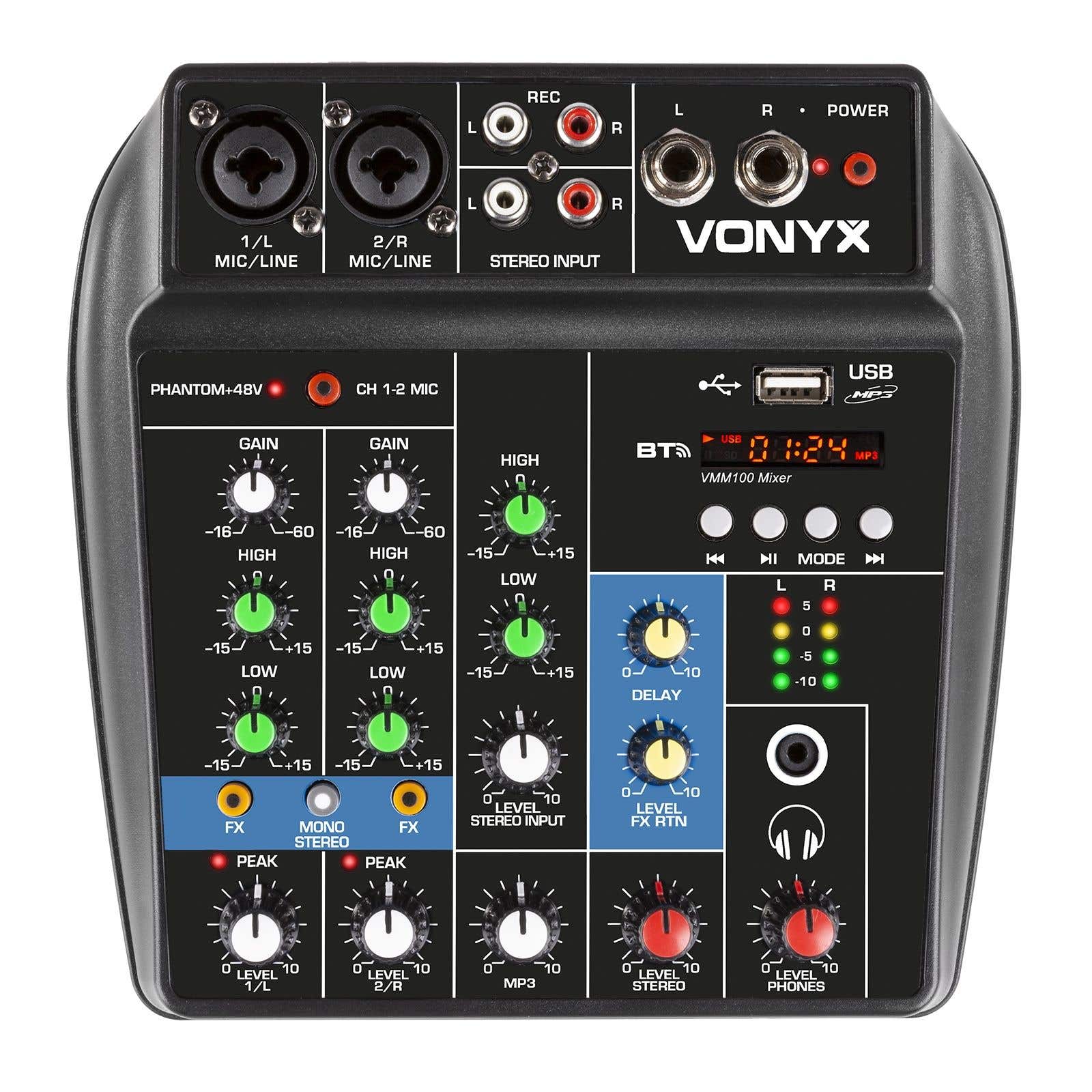 Vonyx VMM100 4-kanaals mengpaneel met Bluetooth & USB mp3 speler | Vonyx