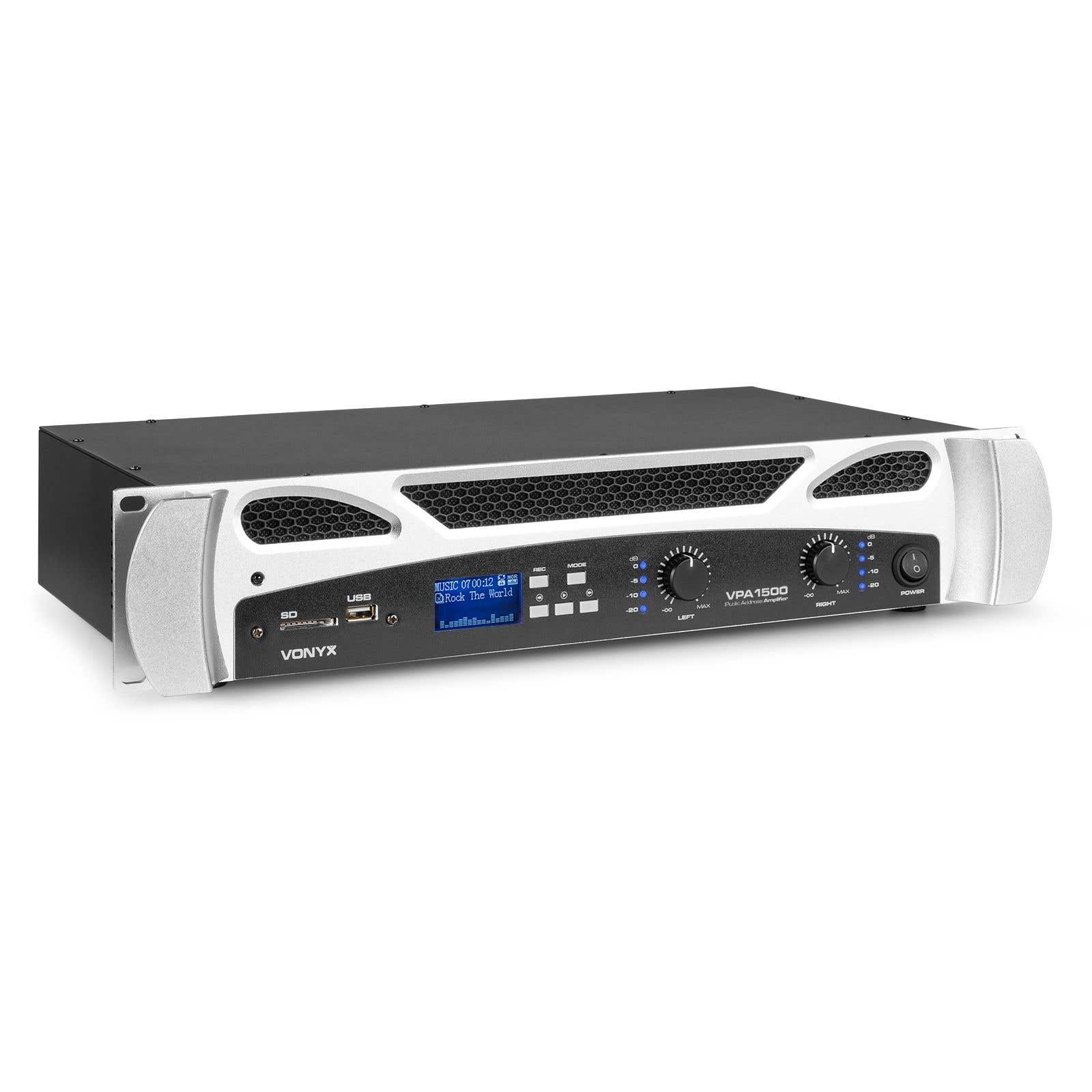 Vonyx VPA1500 versterker 2x 750W met Bluetooth en mp3 speler | Vonyx