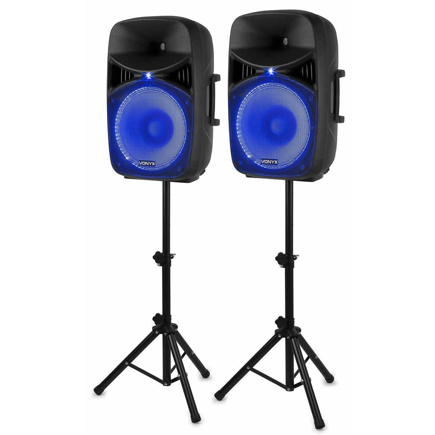 Vonyx VPS152A geluidsinstallatie 1000W met stands en LED's | Vonyx