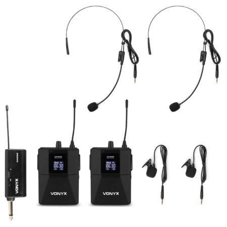 Vonyx WM552B duoset bodypack microfoon - met 10 kanalen - plug & play | Vonyx