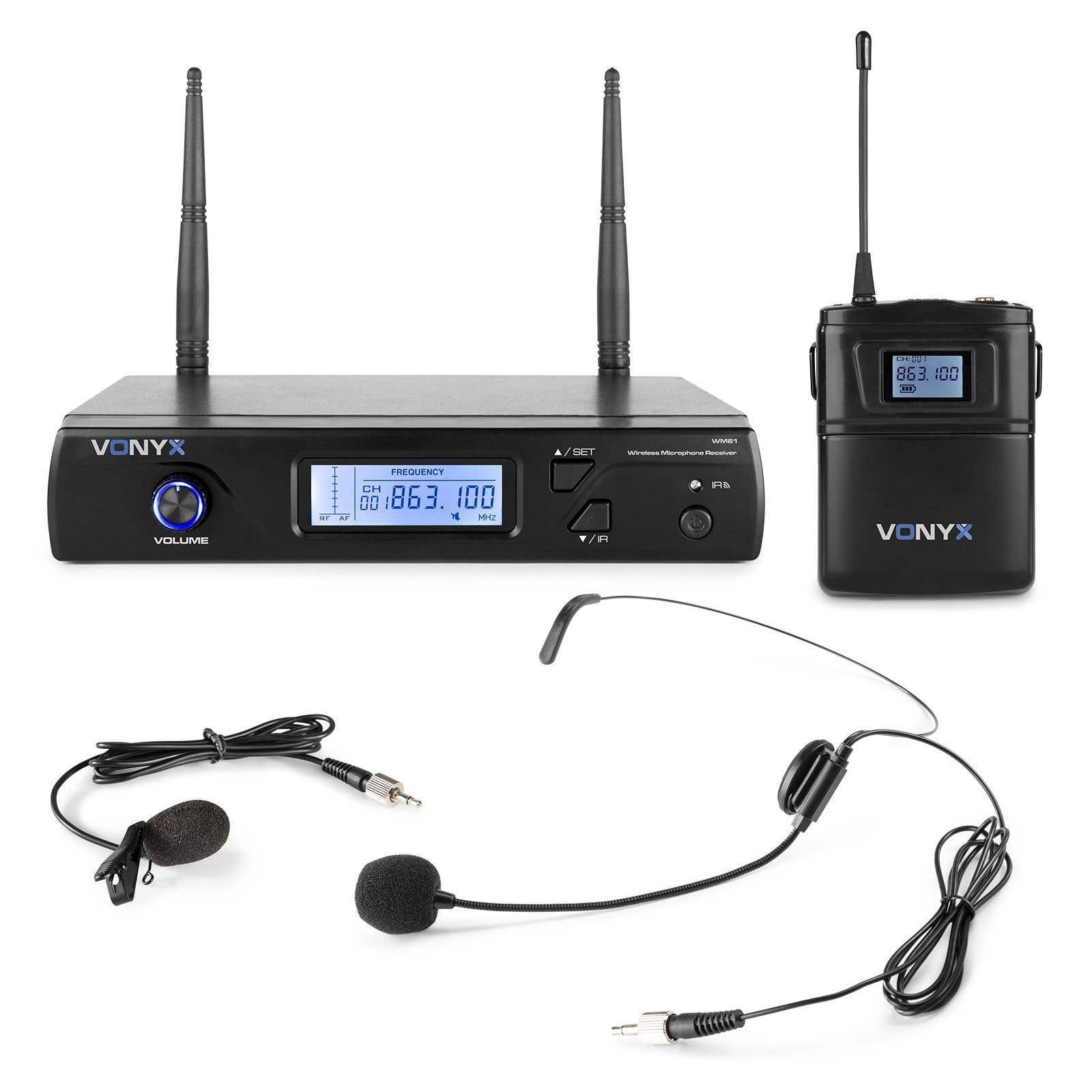 Vonyx WM61B draadloze headset microfoon UHF - 16 kanaals | Vonyx