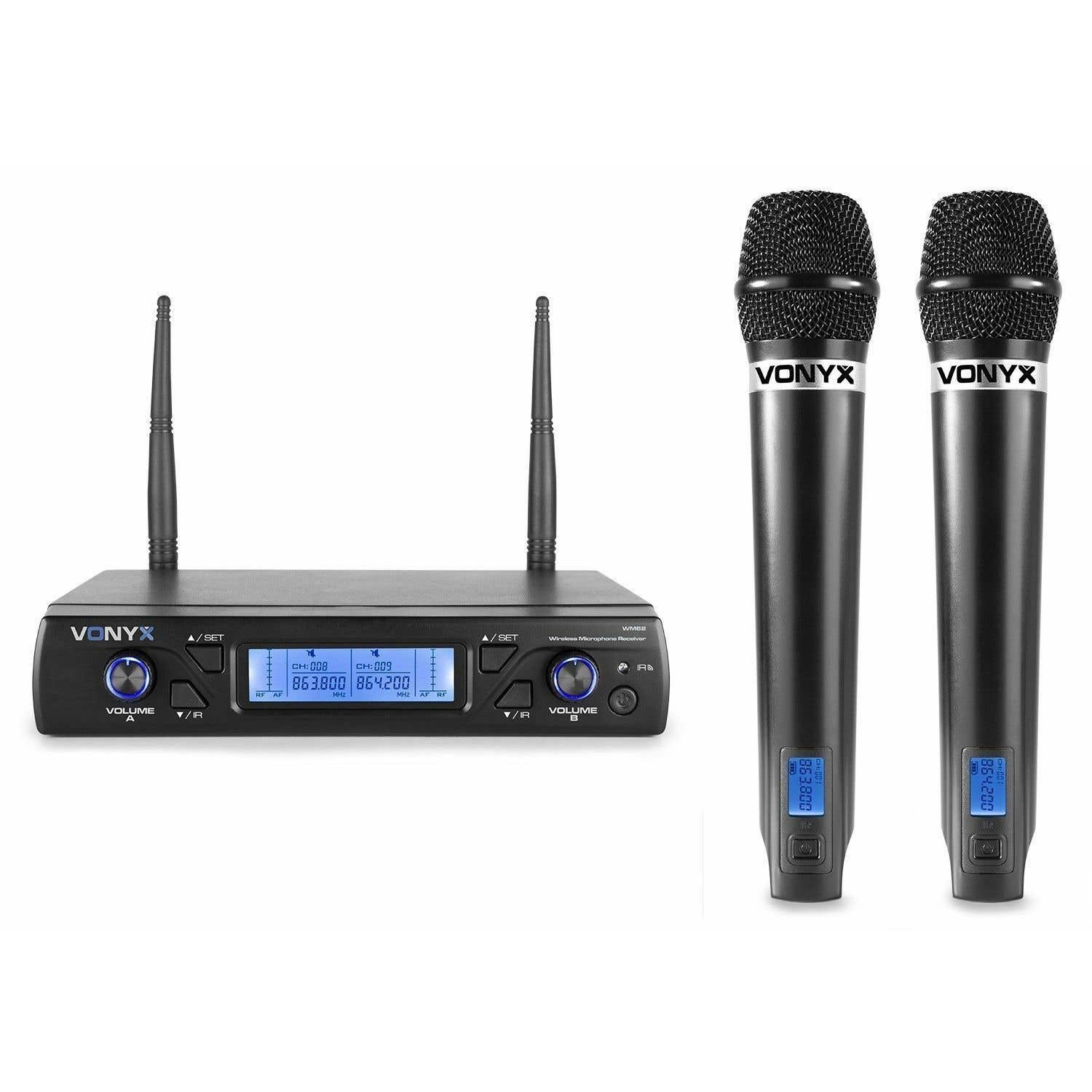 Vonyx WM62 dubbele draadloze microfoon UHF - 16 kanaals | Vonyx