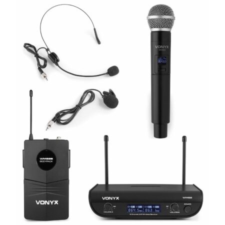 Vonyx WM82C draadloze UHF microfoonset met handmicrofoon en headset | Vonyx