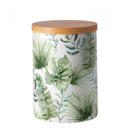 Voorraadpot Jungle bladeren wit Medium |