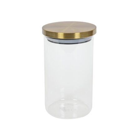Voorraadpot glas met goud deksel 900ml | Merkloos
