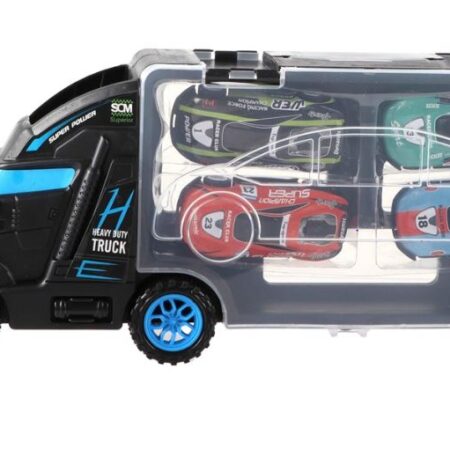 Vrachtwagen 28cm met 4 auto's 33x12x7cm | Merkloos