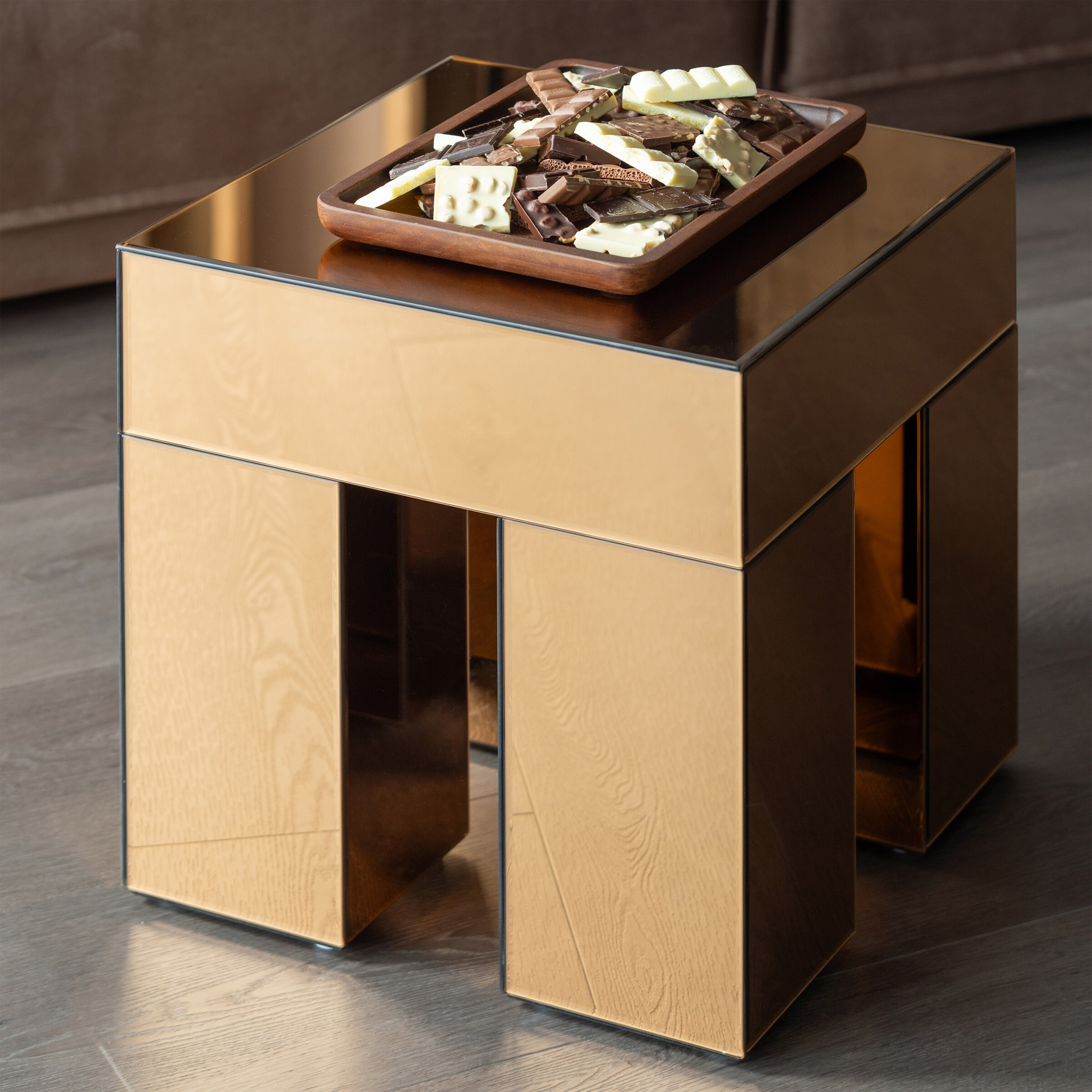 WOOOD Bijzettafel Mirrox MDF met spiegelglas