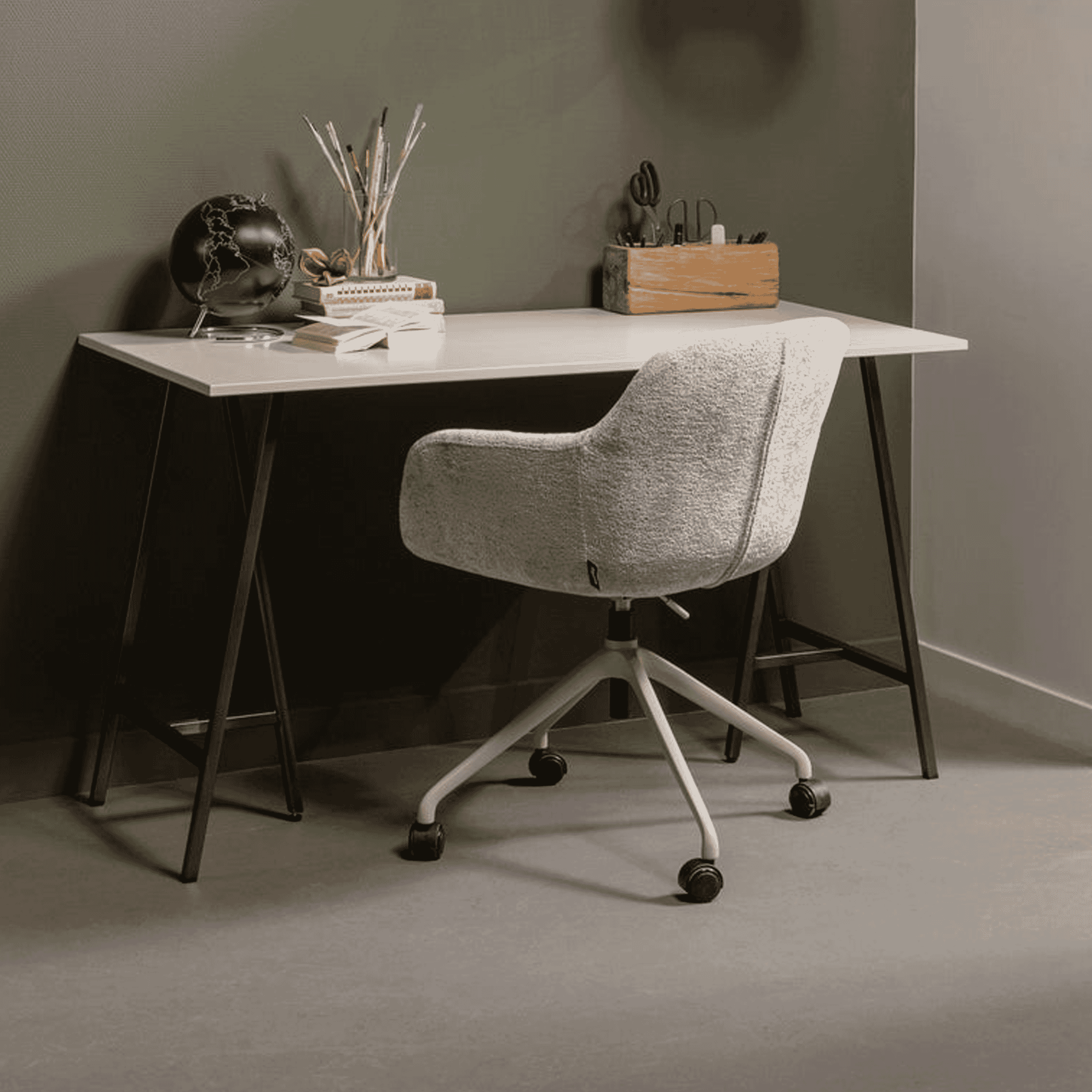 WOOOD Bureaustoel Morros Chenille - Taupe | WOOOD