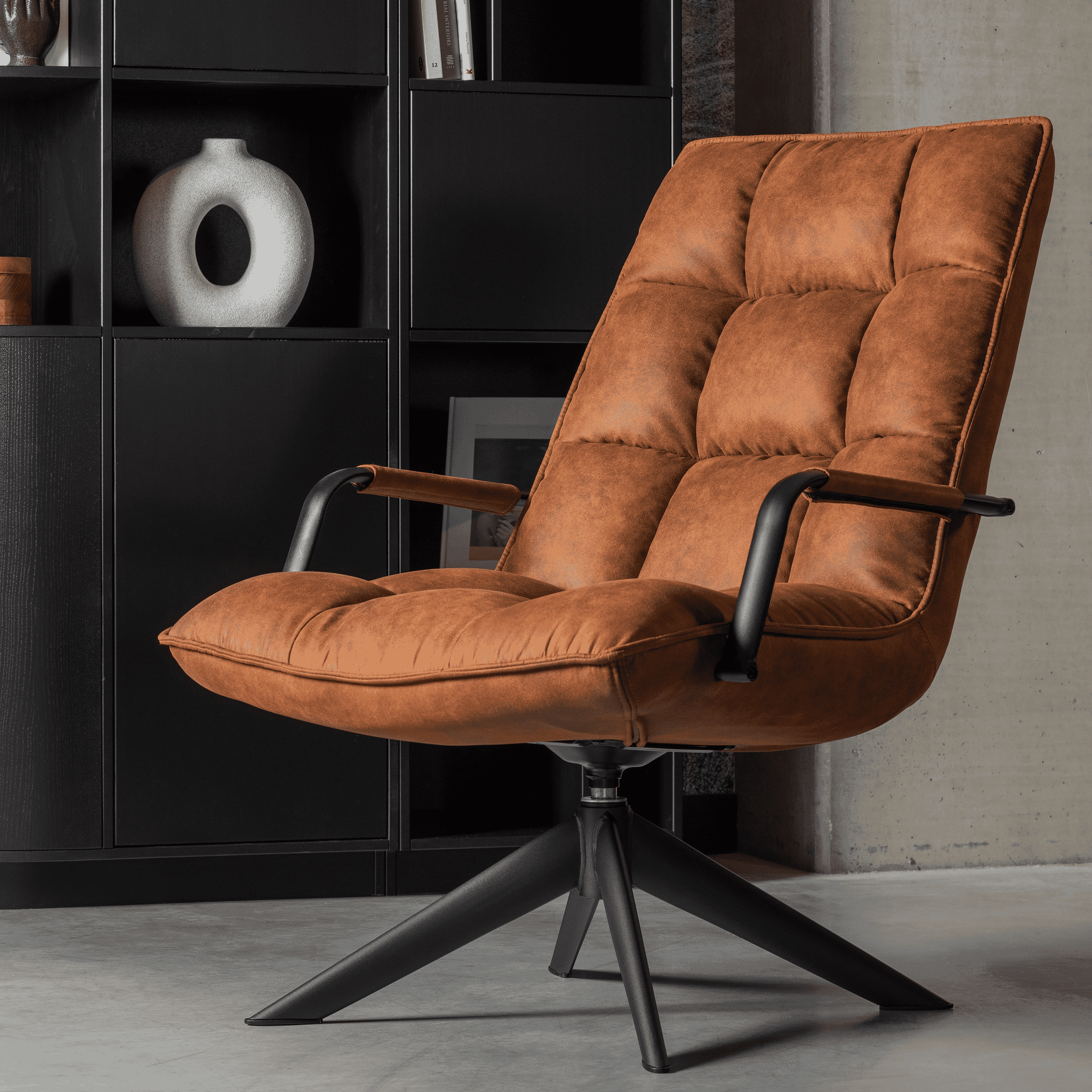 WOOOD Draaifauteuil Jouke Lederlook
