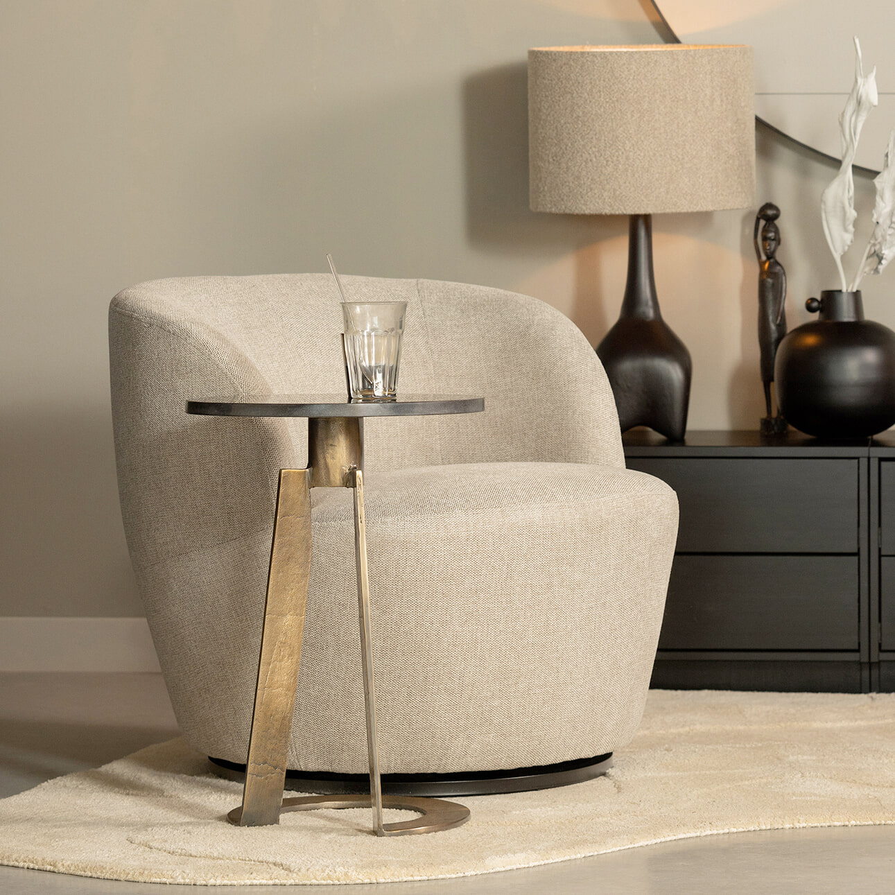 WOOOD Draaifauteuil Serra Woven - Zand - Exclusive | WOOOD