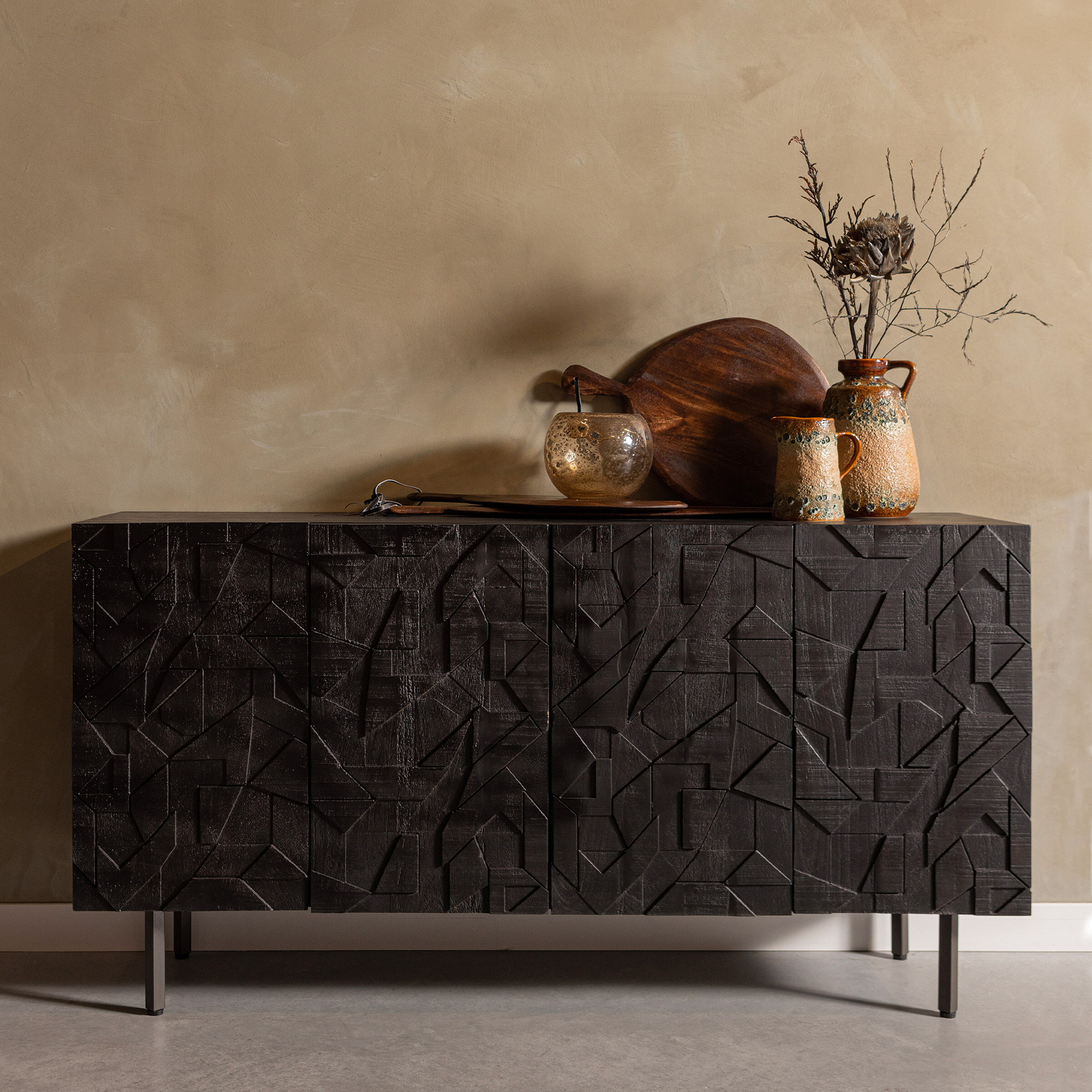 WOOOD Dressoir Counter 160cm - Zwart - BePureHome | WOOOD