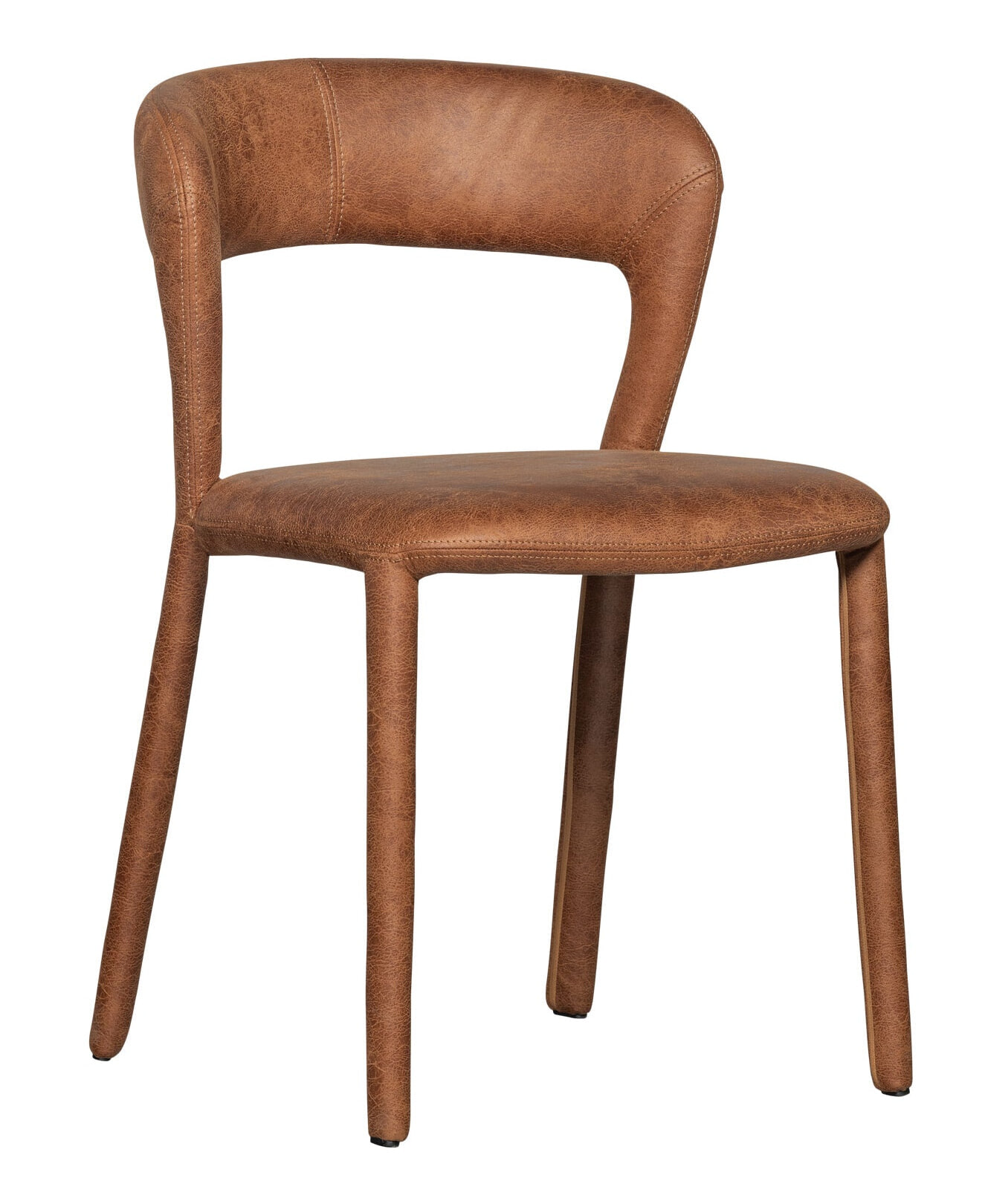 WOOOD Eetkamerstoel Noble Lederlook - Cognac | WOOOD