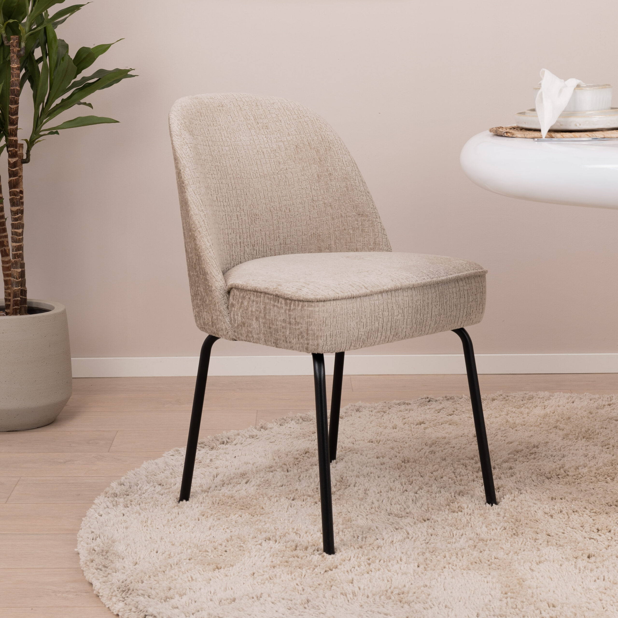 WOOOD Eetkamerstoel Vogue Structure Velvet - Wheatfield - BePureHome | WOOOD